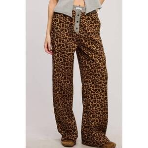 NEW MIMOSA plaid flannel contrast waistband leopard boxer pant in grey